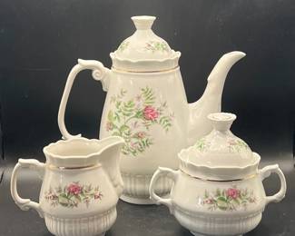 Porcelain Teapot, Sugar & Creamer