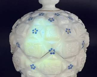 Vintage Westmoreland Milk Glass Candy Dish “Old Quilt” or “Block and Star”