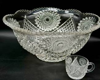 Punch Bowl With (18) Cups