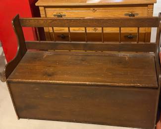 Vintage Wooden Bench With Storage