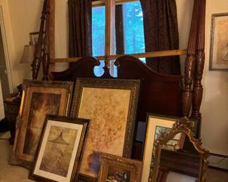 Queen bedframe and assorted art