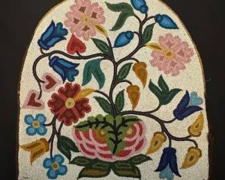  04 Late 19thEarly 20th C. Great Lakes  Ojibwe Beaded Bandolier Bag Panel