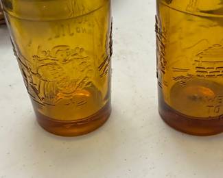 Tiara Indiana Glass Jack and Jill Amber Glass Tumblers