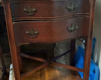 Vintage Mahogany Serpentine Two-Drawer Nightstand