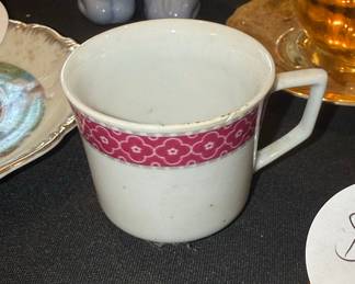 Vintage Porcelain Teacup with Raspberry Floral Band
