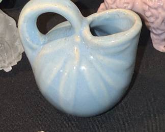 Hull Pottery "Bow Knot" Blue Pitcher