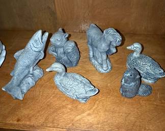 Collection of Cast Concrete Animal Figurines (6)