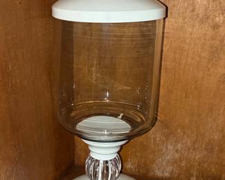 Princess House Heritage Etched Glass Apothecary Jar with White Pedestal Base