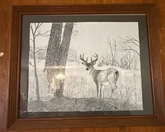 Graphite Drawing of a Whitetail Buck by Jim Weaver