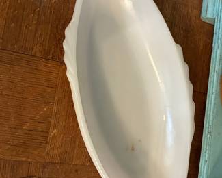 Glasbake Milk Glass Fish Dish
