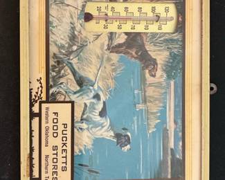 Puckett's Food Stores Advertising Thermometer with Hunting Dog Scene