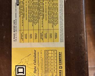 Square D Motor Data Calculator Slide Rule
