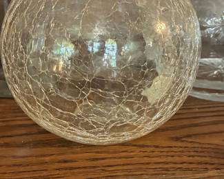 Clear Crackle Glass Votive Holder