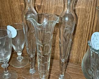 Glass Pattern Etched Glass Bud Vases