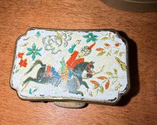 Vintage Hand-Painted Trinket Box with Horse and Rider
