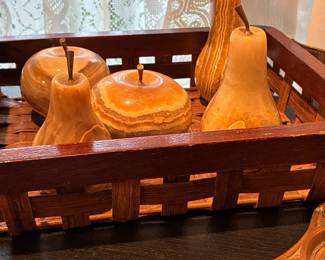 Vintage Onyx Fruit Set with Basket