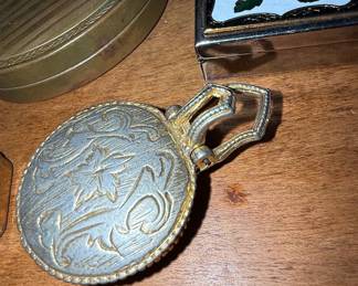Vintage Ornate Metal Purse Watch Holder / Chatelaine Clip