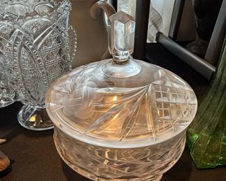 American Brilliant Period Cut Glass Covered Candy Dish