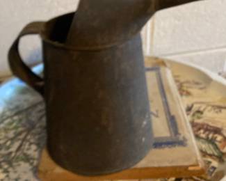 Vintage Galvanized Steel Oil Pouring Can - 1 Quart