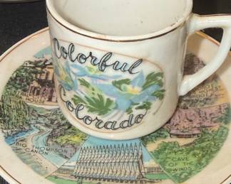 Colorful Colorado Souvenir Cup and Saucer with Landmarks