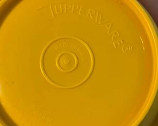 Vintage Tupperware Servalier Bowl #1323 Yellow with Sunburst Lid