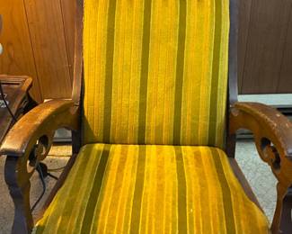 Victorian Eastlake Style Striped Rocking Chair
