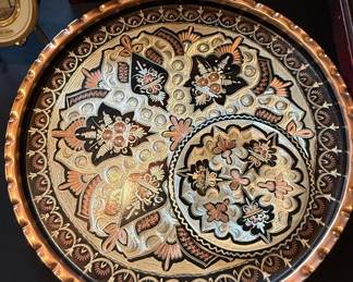 Vintage Turkish Hand-Etched Copper Tray
