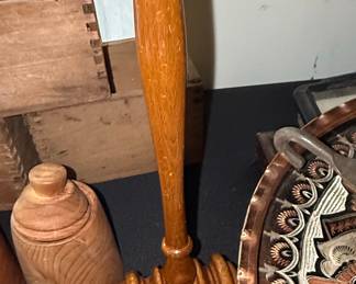 Vintage Wooden Gavel with Brass Inlay