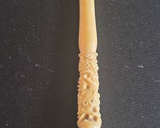 Antique Chinese Carved Bone Cigarette Holder