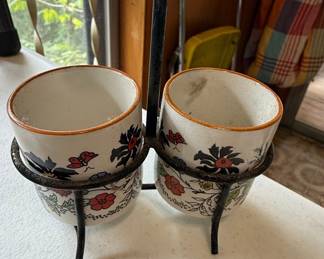 Royal Norfolk Staffordshire Double Condiment Set with Silver Plate