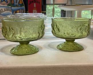 Anchor Hocking Lido Milano Avocado Green Sherbet Dishes