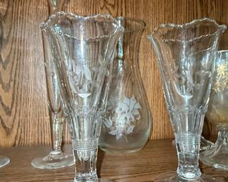  Glass floral paneled parfait or sundry glasses. 