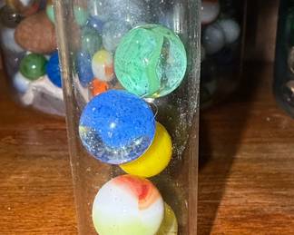 Vintage Machine-Made Glass Marbles in Display Tube