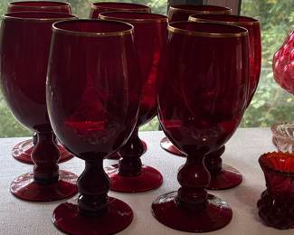 Home Essentials Golden Ruby Water Goblets with Gold Rim