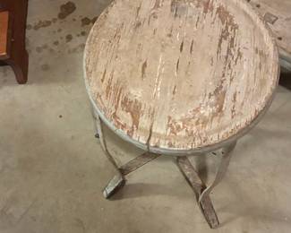 Vintage Industrial Metal and Wood Stool