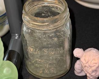 Vintage "MASON" "JAR" Embossed Clear Glass Fruit Jar
