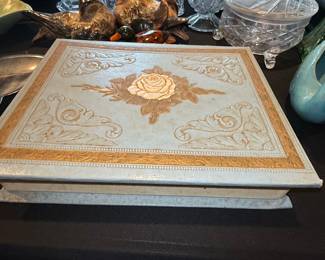 Vintage Embossed Floral Stationery Box with Rose Motif