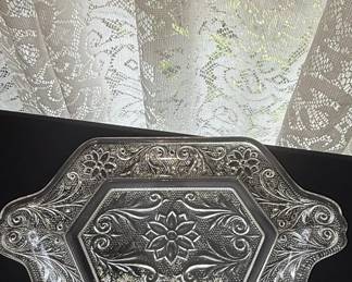 Glass Patterned Hexagonal Tray