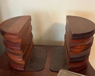 Streamline Moderne Staved Wood Bookends