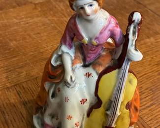 Vintage Occupied Japan Porcelain Cellist Figurine - Dresden Style