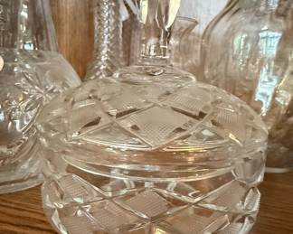 vintage clear cut crystal lidded candy dish