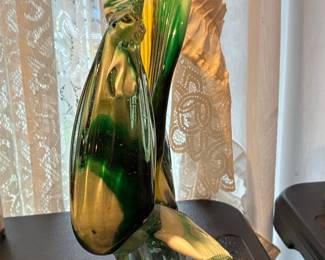 Murano Style Art Glass Rooster Sculpture