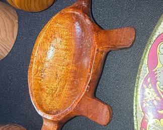 Hand-Carved Wooden Turtle Trinket Box