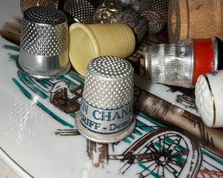 Collection of Vintage Souvenir and Utility Thimbles