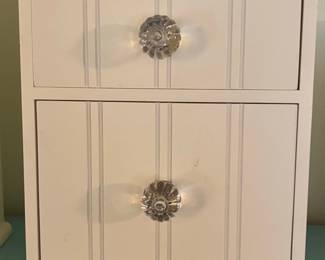 White Beadboard Desktop Organizer with Crystal Knobs