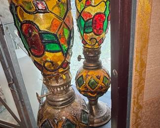 Stained Glass Style Oil Lamps