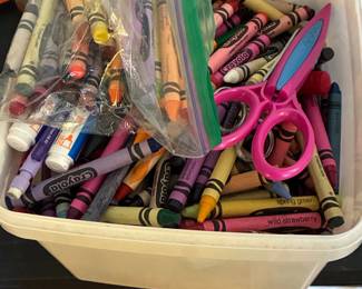 Assorted Crayola Crayons and Craft Scissors