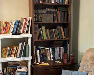 Mid-Century Traditional Pine Bookcase with Lower Cabinet