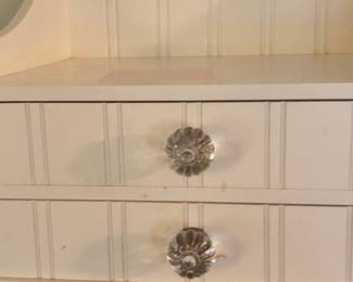 White Beadboard Desktop Organizer with Crystal Knobs