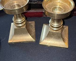 Pair of Mid-Century Brass Candlestick Holders